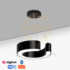 【SG513】Modern 16-inch LED Ring Pendant Light Fixtures for Office - Black & White ﻿
