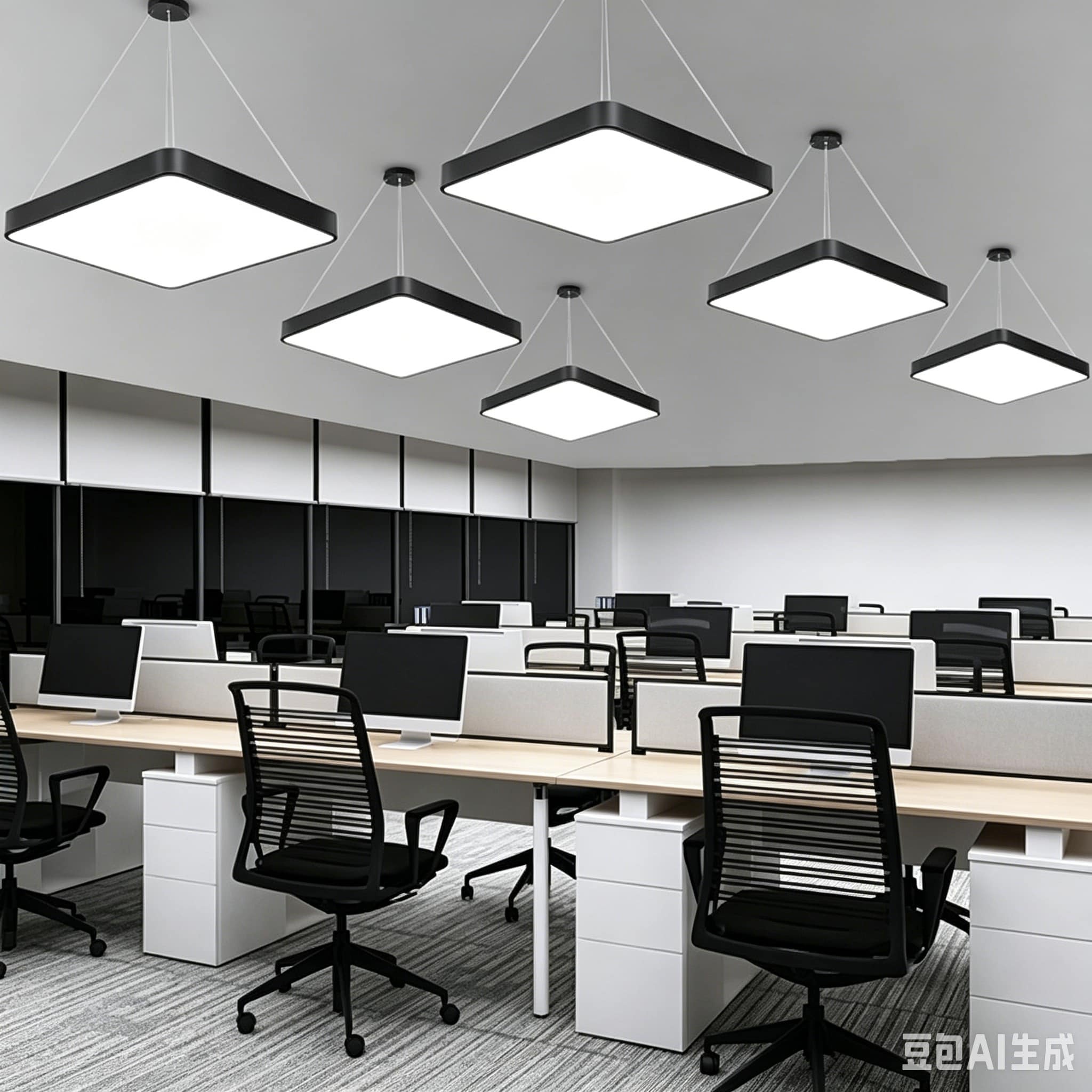 【SG517】Commercial 24-inch Square Modern Office Pendant Lights Suspension Lighting for Office
