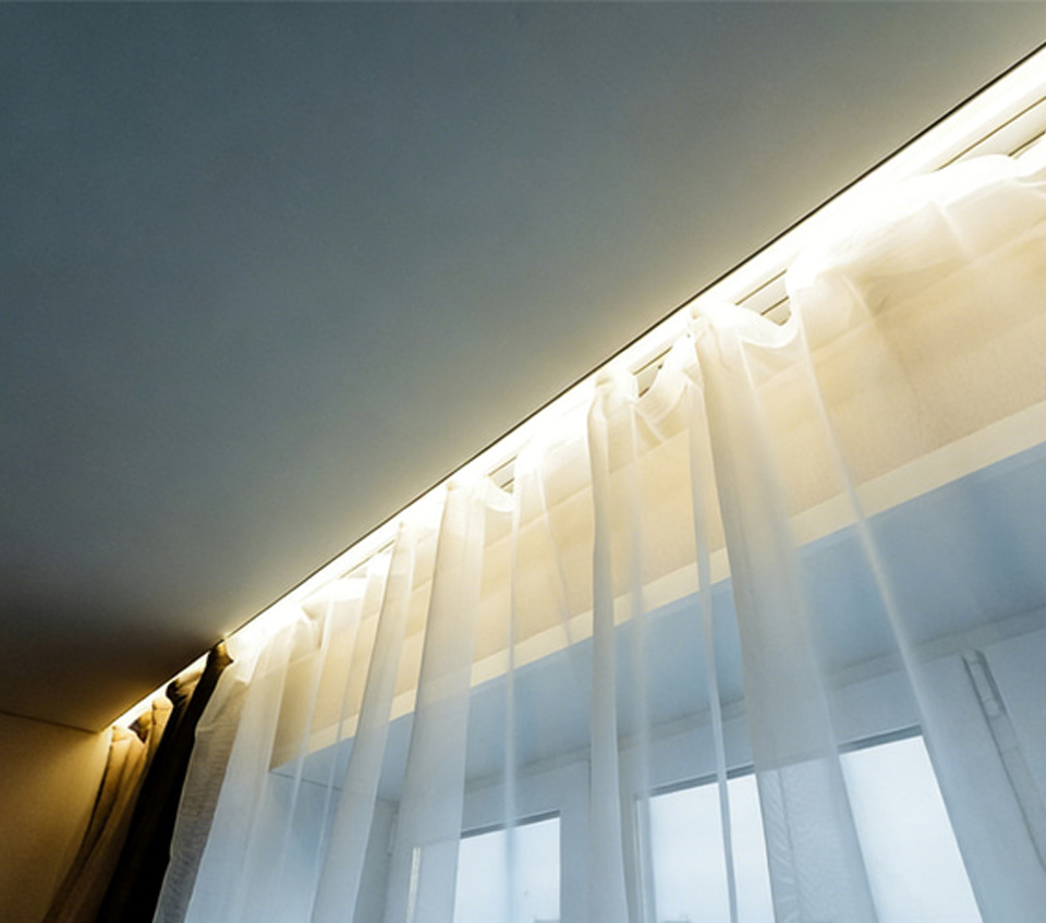 【SGC95】Hidden Curtain Double Track Aluminium Profile with LED Lighting Diffuser for Stretch Ceiling