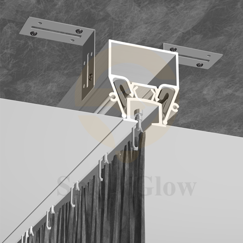Slim Hidden Aluminum Curtain Tracks Profile With Led Lighting for Stretch Ceiling
