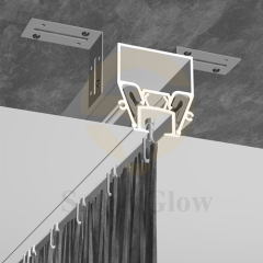 Slim Hidden Aluminum Curtain Tracks Profile With Led Lighting for Stretch Ceiling