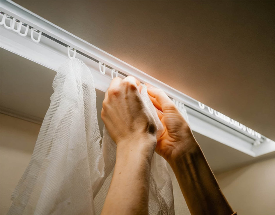 Built-in Ceiling LED Lighting Hidden Curtain Track Profile for Stretch Ceiling