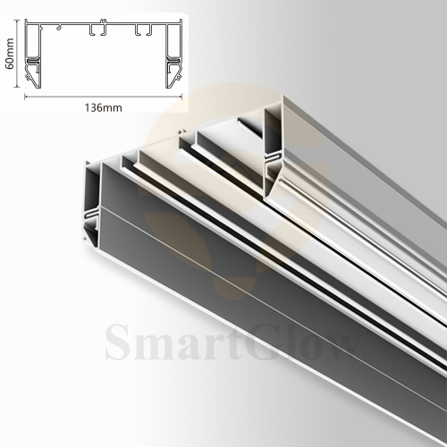 PVC Stretch Ceiling Recessed LED Curtain Double Rail Aluminum Profiles