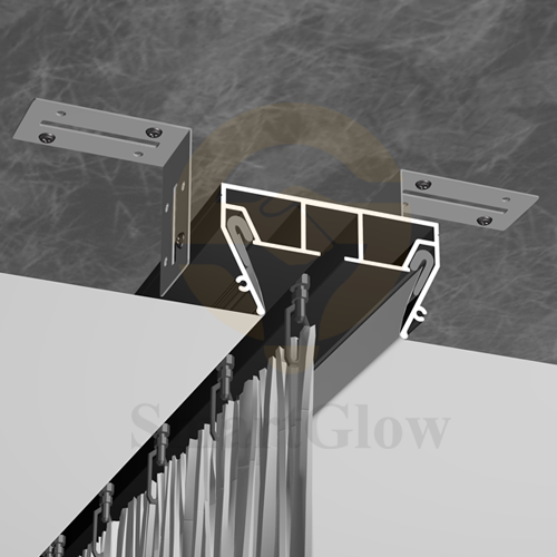 Built-in Ceiling LED Lighting Hidden Curtain Track Profile for Stretch Ceiling