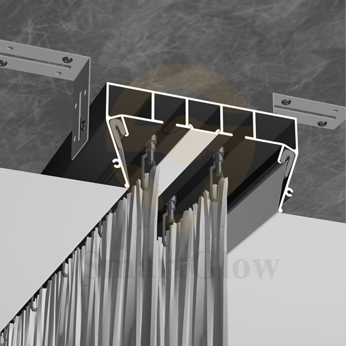 Recessed LED Double Track Curtain Aluminium Profile With LED Strips Lighting
