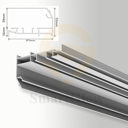 Hidden Curtain Double Track Rail Aluminium Rail With LED Lighting