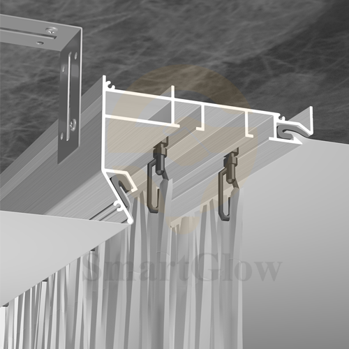 Hidden Curtain Double Track Rail Aluminium Rail With LED Lighting