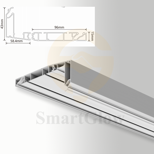 Custom Hidden Curtain Double-line Track Rail Aluminum Profile With LED Lighting