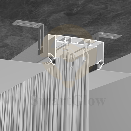 Recessed LED Lighting Double Track Curtain Aluminium Profile for Stretch Ceiling