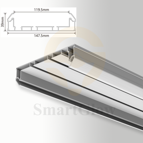 Ceiling Recessed Curtain Double Track Aluminum Profile With Led Lighting