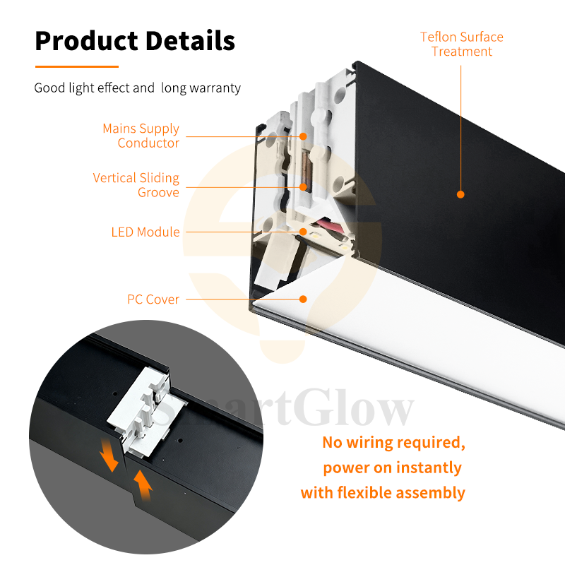 Commercial Spliceable L-Shaped LED Linear Pendant Lighting Fixture