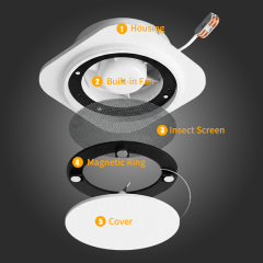 Round Shadow Ventilation Diffuser Fan With Net for Stretch Ceiling - 154mm
