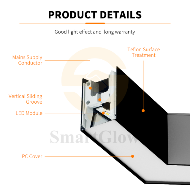 Modular L-Shaped Commercial LED Linear Suspension Light With Power