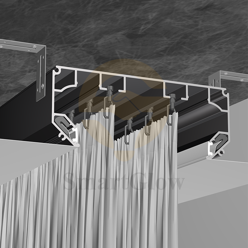 Hidden Curtain Stretch Ceiling Aluminum Profile With LED Lighting