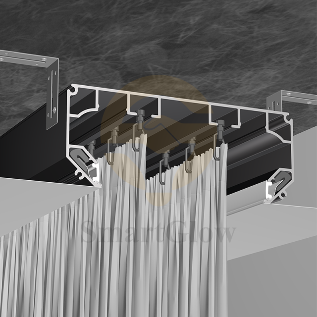 Hidden Curtain Stretch Ceiling Aluminum Profile With LED Lighting