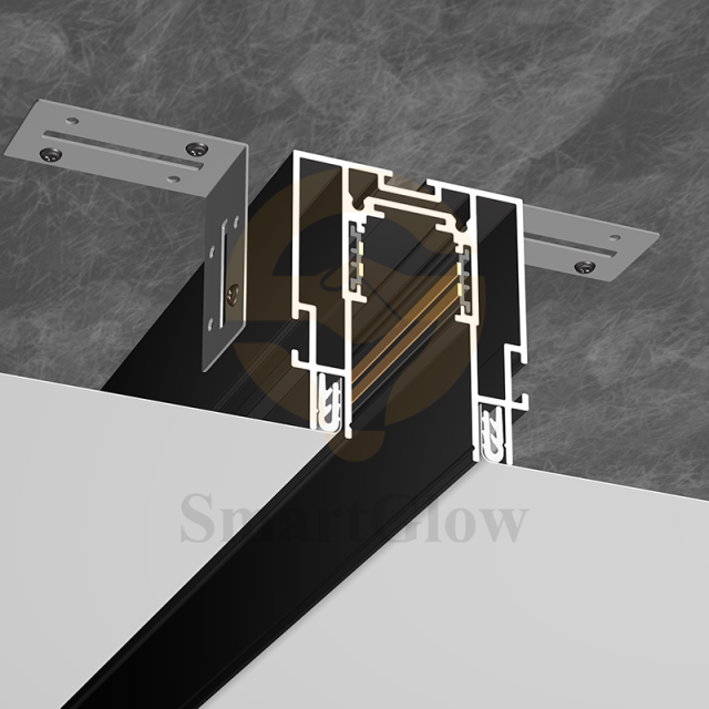 Stretch Ceiling PVC Film Recessed Magnetic Track Lighting Aluminium Profile