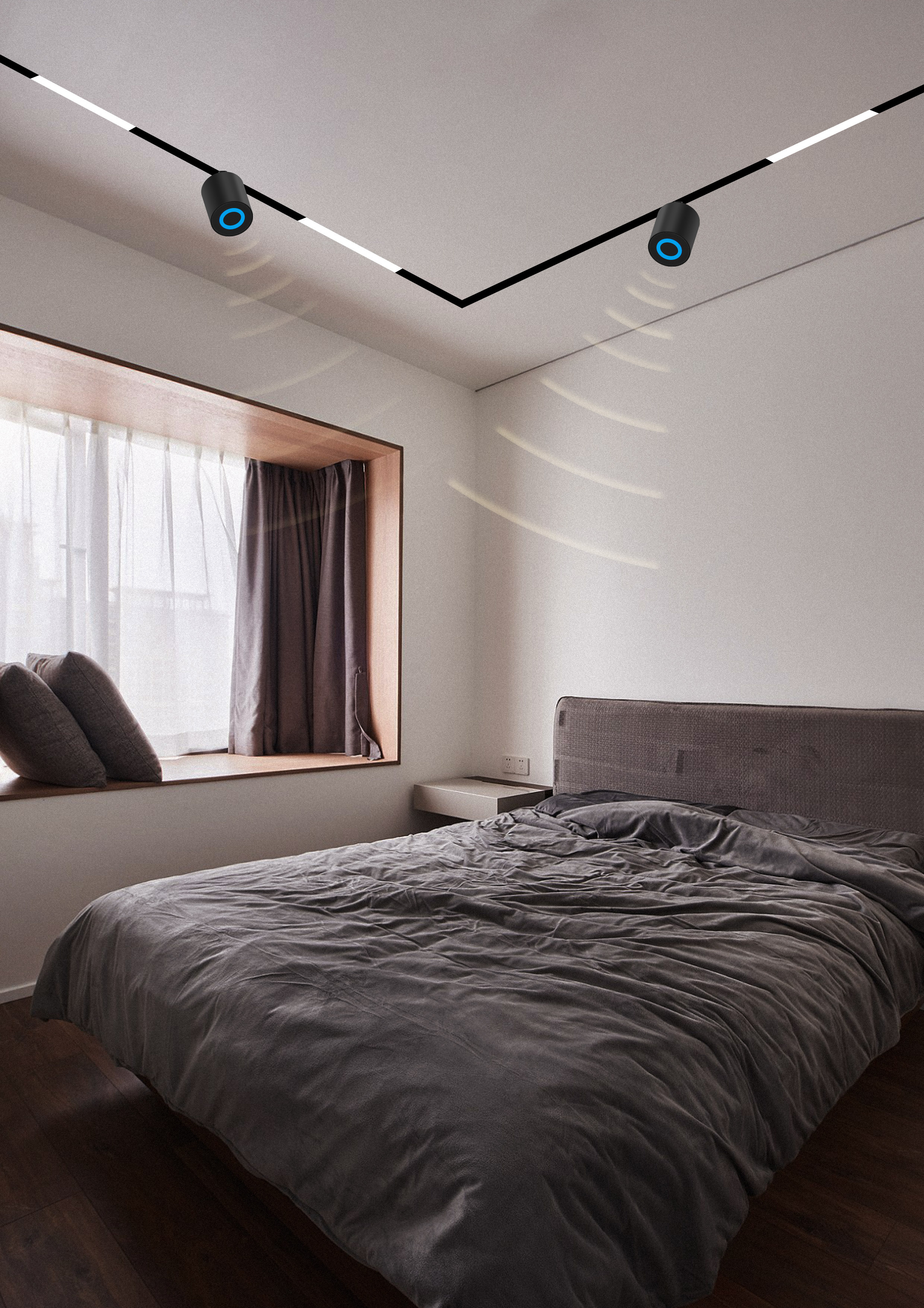 Surface Mounted Track Adjustable Bluetooth Audio Speaker With 360° Surround Sound