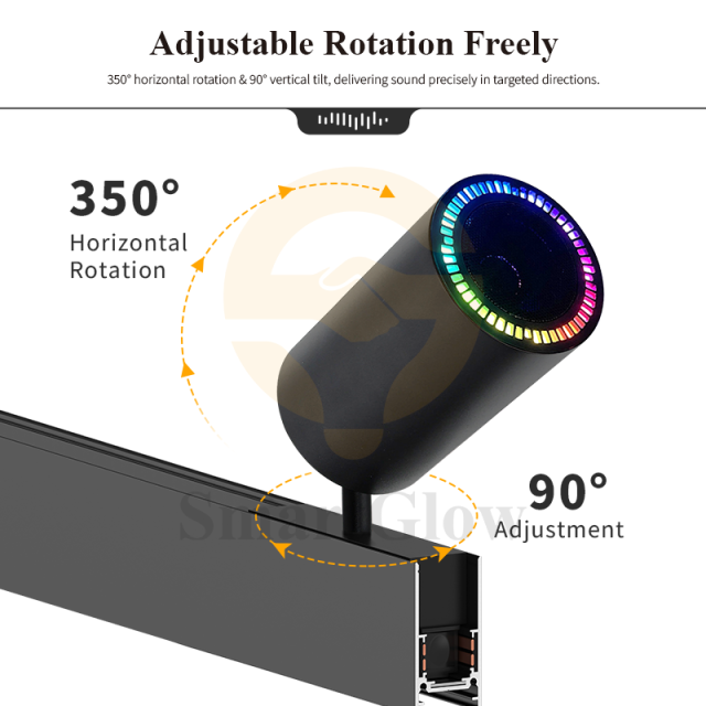 48V Dimmable RGB Magnetic Track Bluetooth Speaker Audio-Integrated System