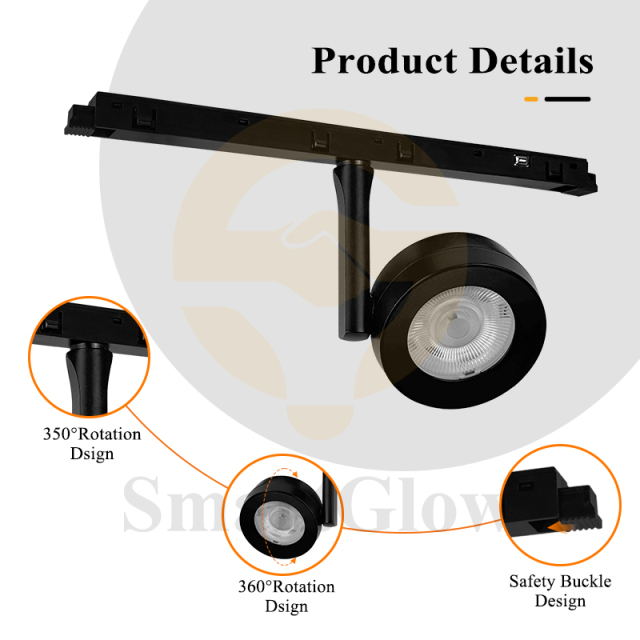 48V COB Anti-glare LED Magnetic Track Adjustable Round Spot Light