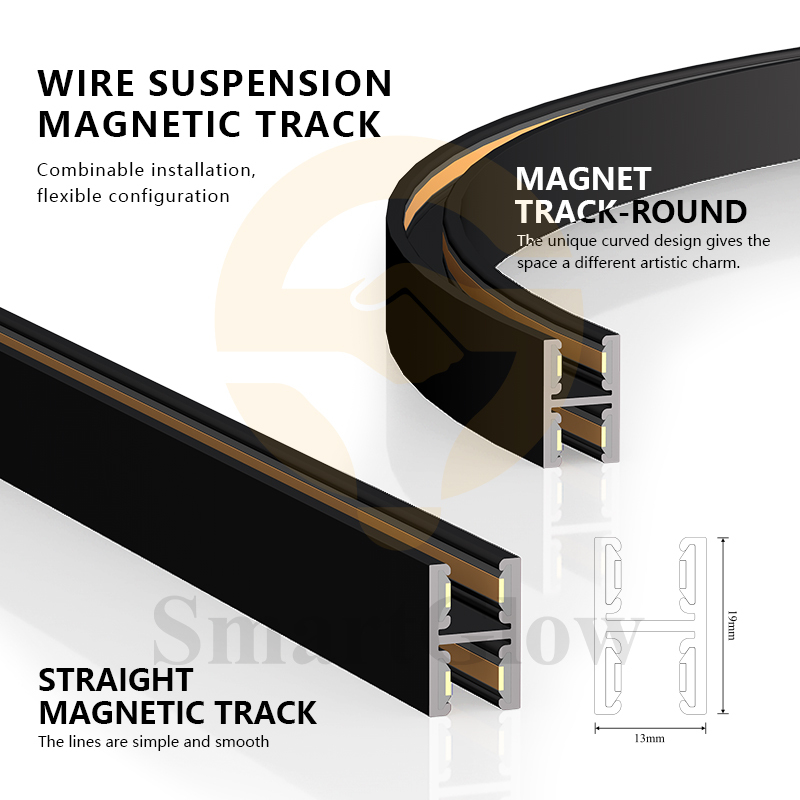 Ultra Thin 48V Suspend Magnetic Track - Black/Gold/Nickel