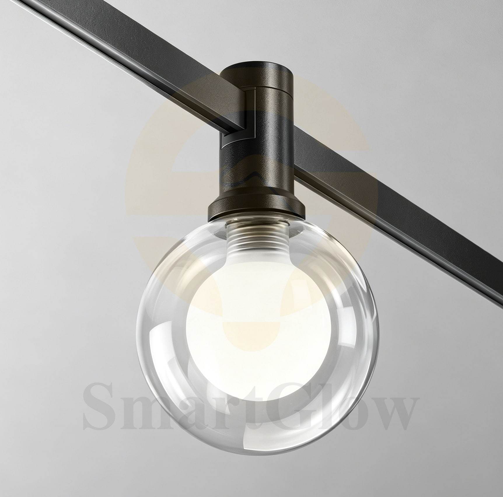 Wireless Hanging Circular Magnetic Track Glass Ball Pendant Light
