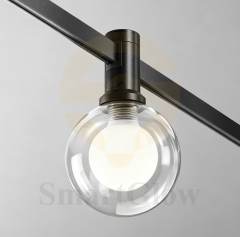 Wireless Hanging Circular Magnetic Track Glass Ball Pendant Light