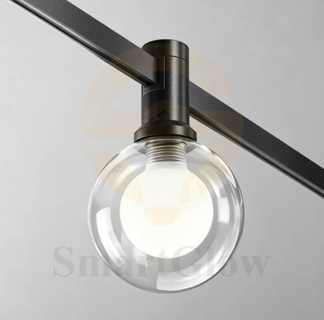 Wireless Hanging Circular Magnetic Track Glass Ball Pendant Light