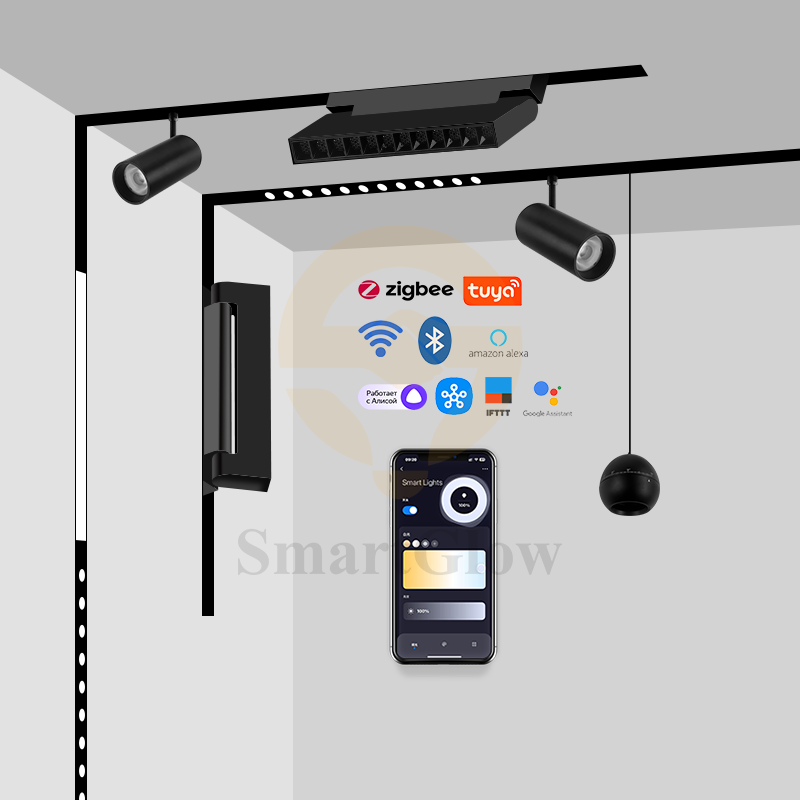 Smart Dimmable Smart LED Linear Magnetic Track Grille Light - 2700K-6500K