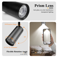 Smart Control Adjustable Magnetic Track LED Zoomable Lights System - 15°/24°/38°