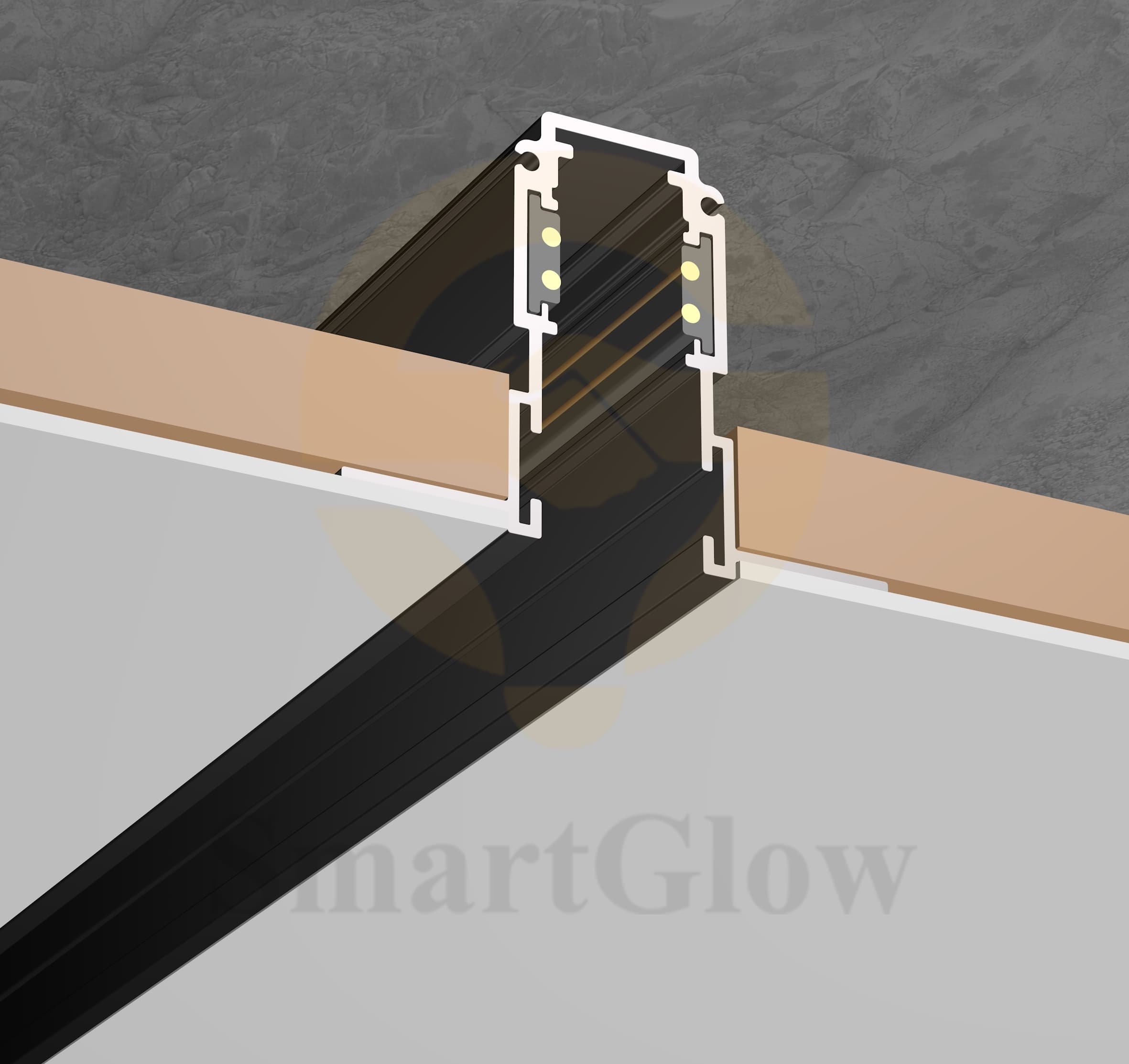 48V Thin Trimless LED Magnetic Track System - 1/2/3m