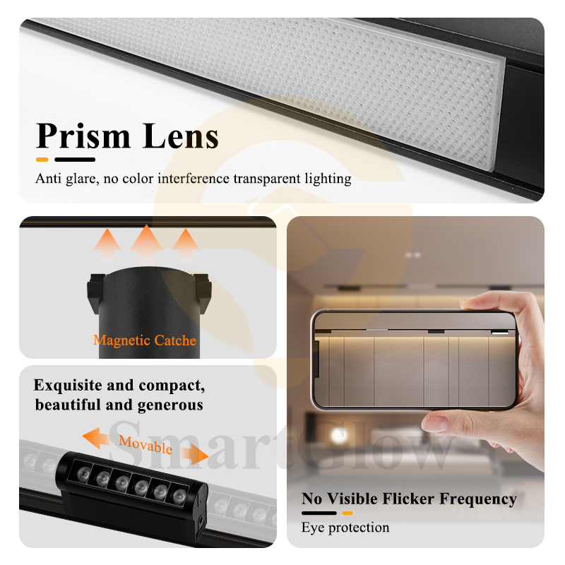 Smart Control Thin Magnetic Track LED Square Grille Light