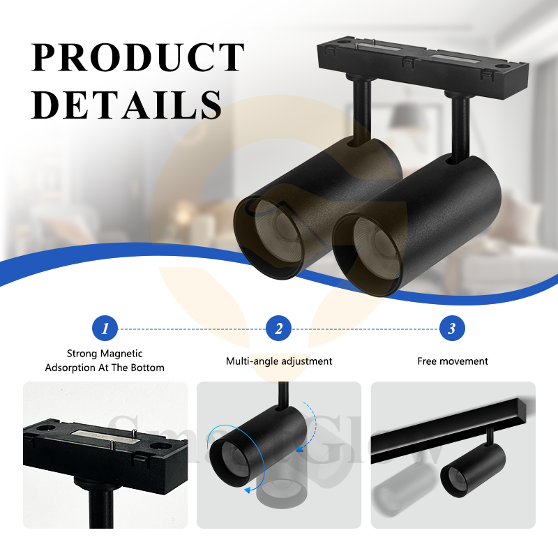 Commercial LED Magnetic Track Double Head Spotlights