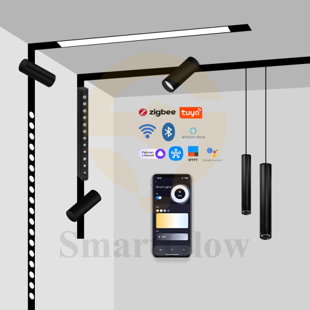 Smart Control Wireless LED Magnetic Track Triple Head Spotlights