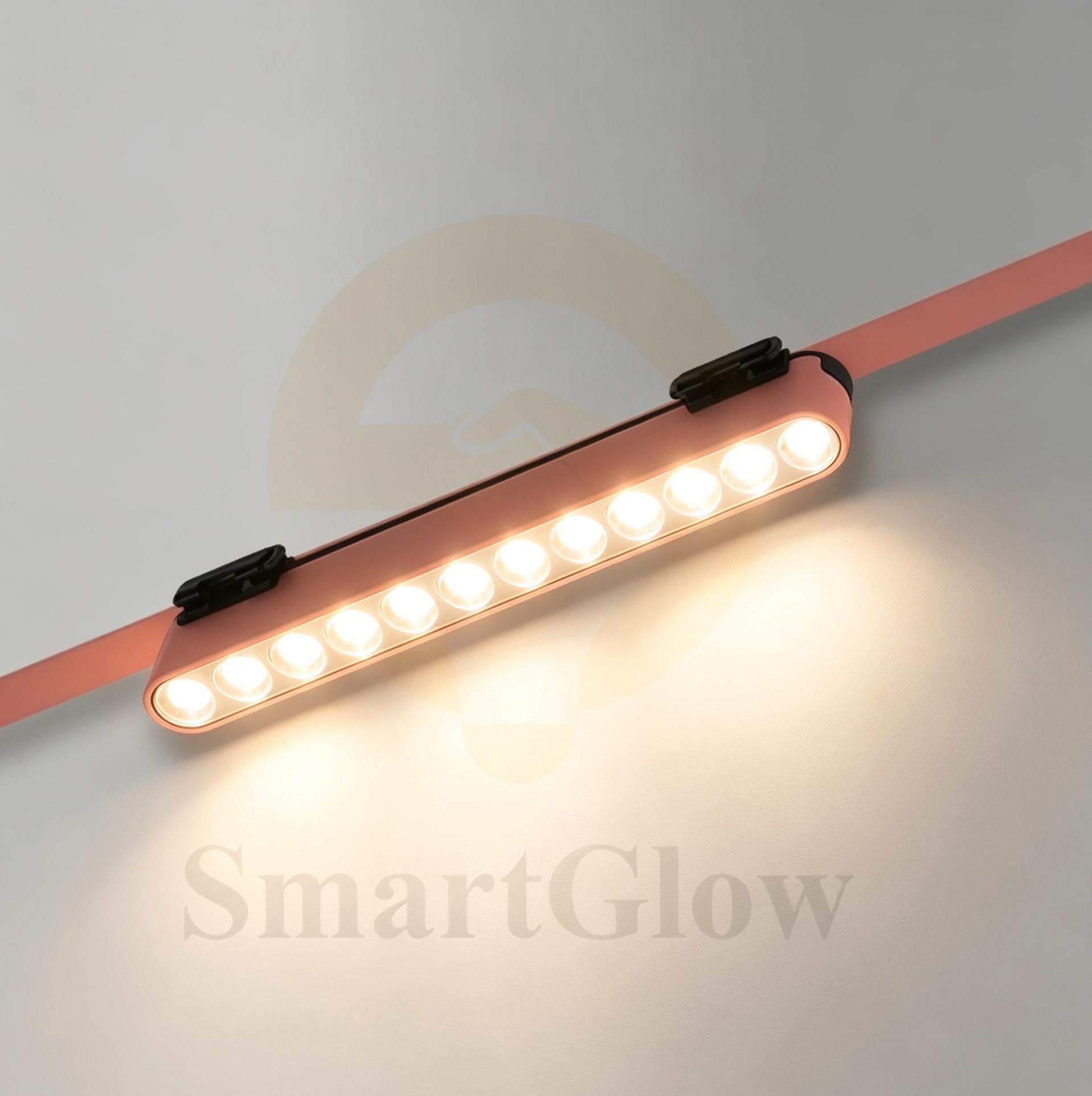 Minimalist LED Pink Flexible Track Rail Grille Lighting for Artwork
