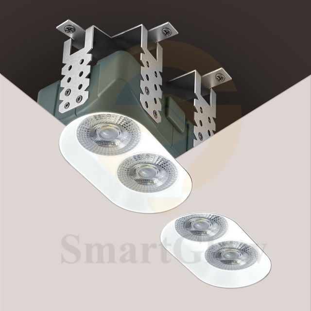 Trimless White Round Spliceable Recessed Led Double Head lighting