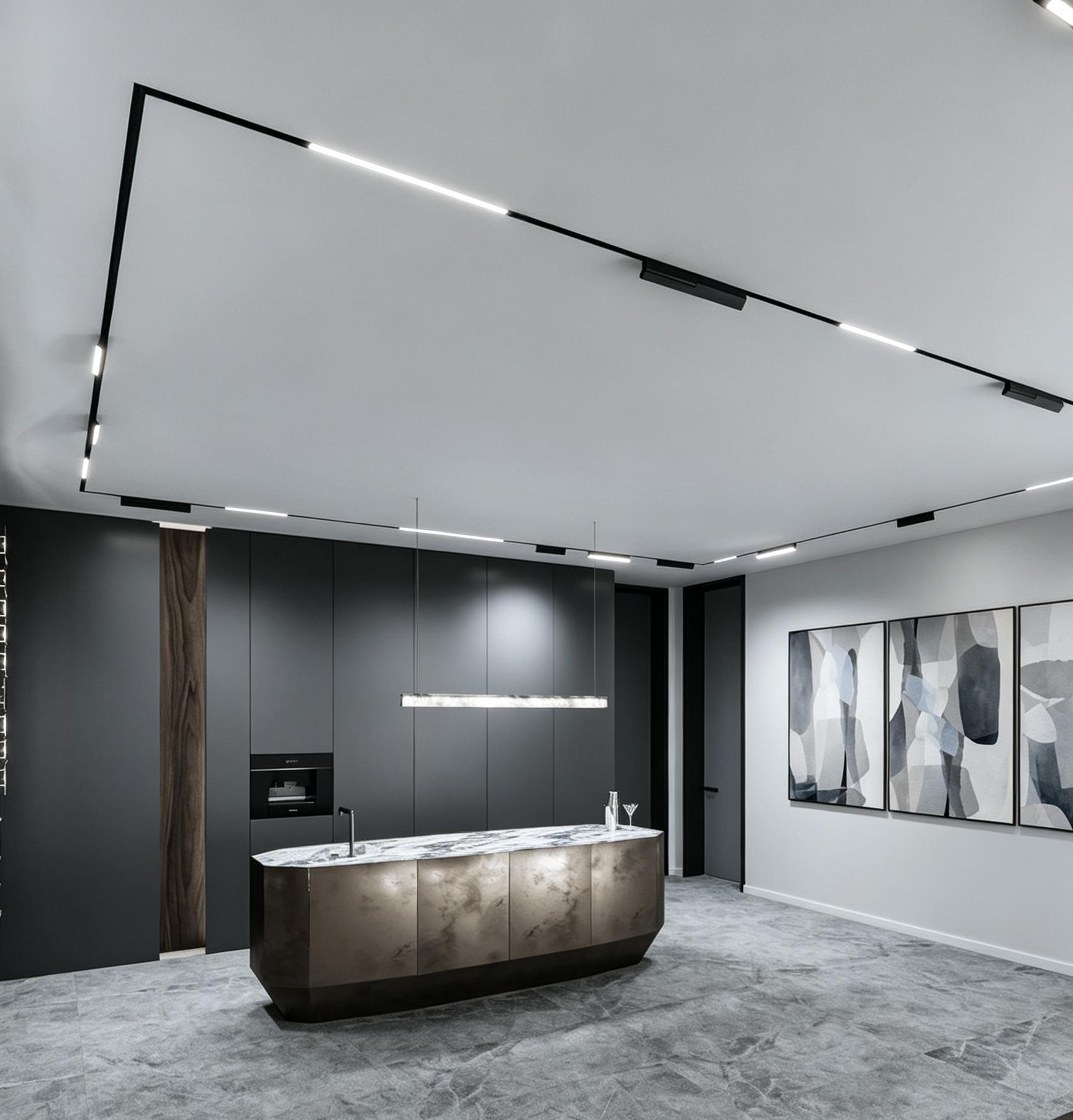 Recessed Magnetic Track CCT Dimmable Linear Stretch Ceiling Track