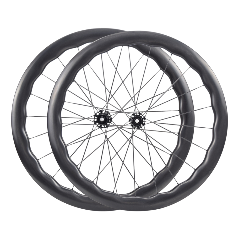 700C road bike 28mm width disc brake carbon wave wheels disc brake with 3.5mm/5.2mm carbon spoke Carbon and SA-CS03 center lock hub