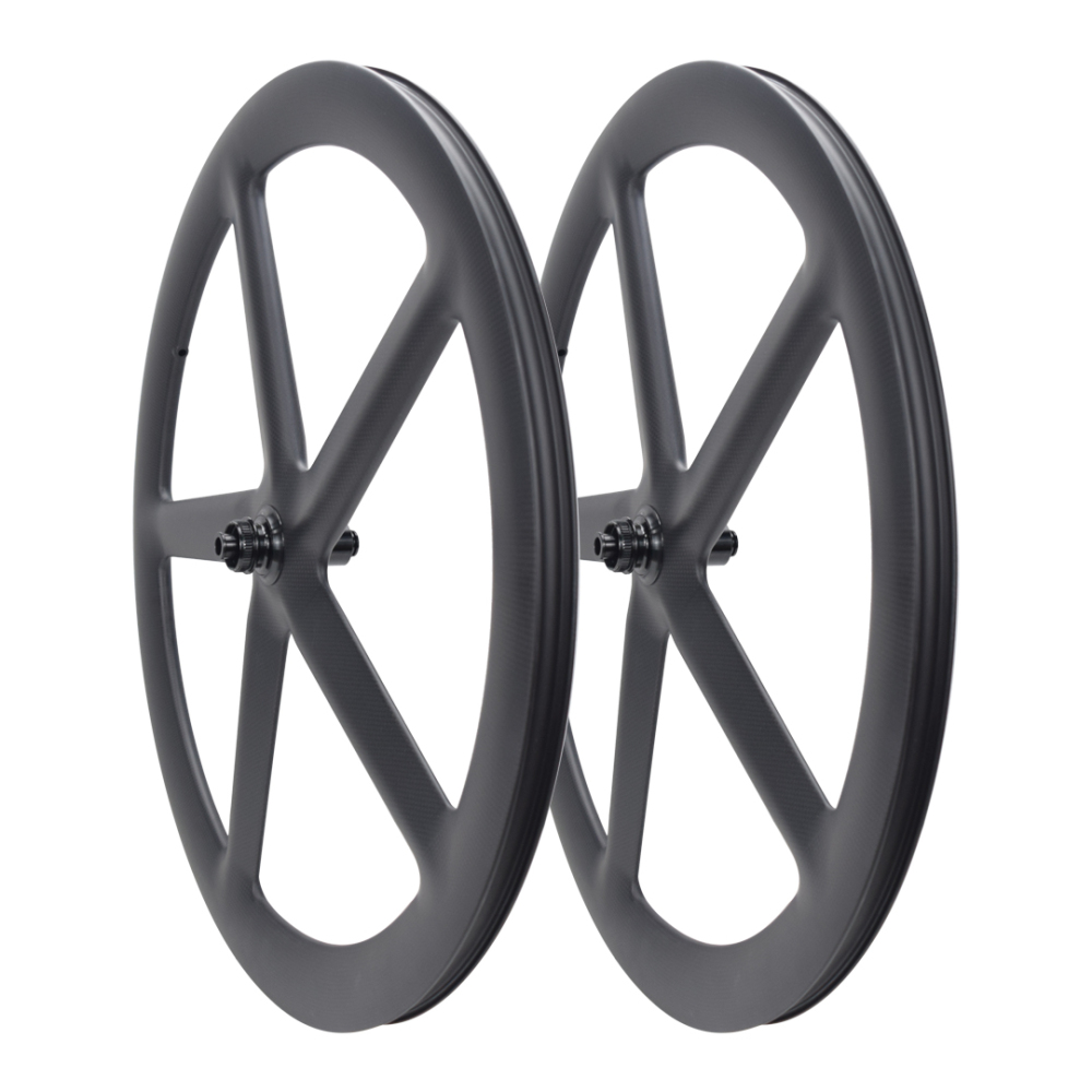 700C 5-spoke full carbon wheel for rim brake or disc brake and track wheel center lock hub or track hub available