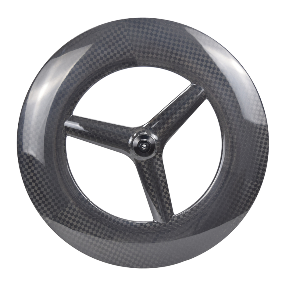 700C 3-Spoke 12K carbon fiber weavecarbon tubeless wheel tri-spoke bike 28mm outer wide 120mm deep with ratchet 36T hub