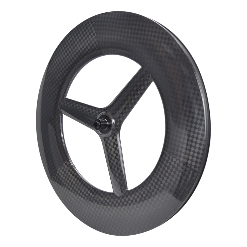 700C 3-Spoke 12K carbon fiber weavecarbon tubeless wheel tri-spoke bike 28mm outer wide 120mm deep with ratchet 36T hub
