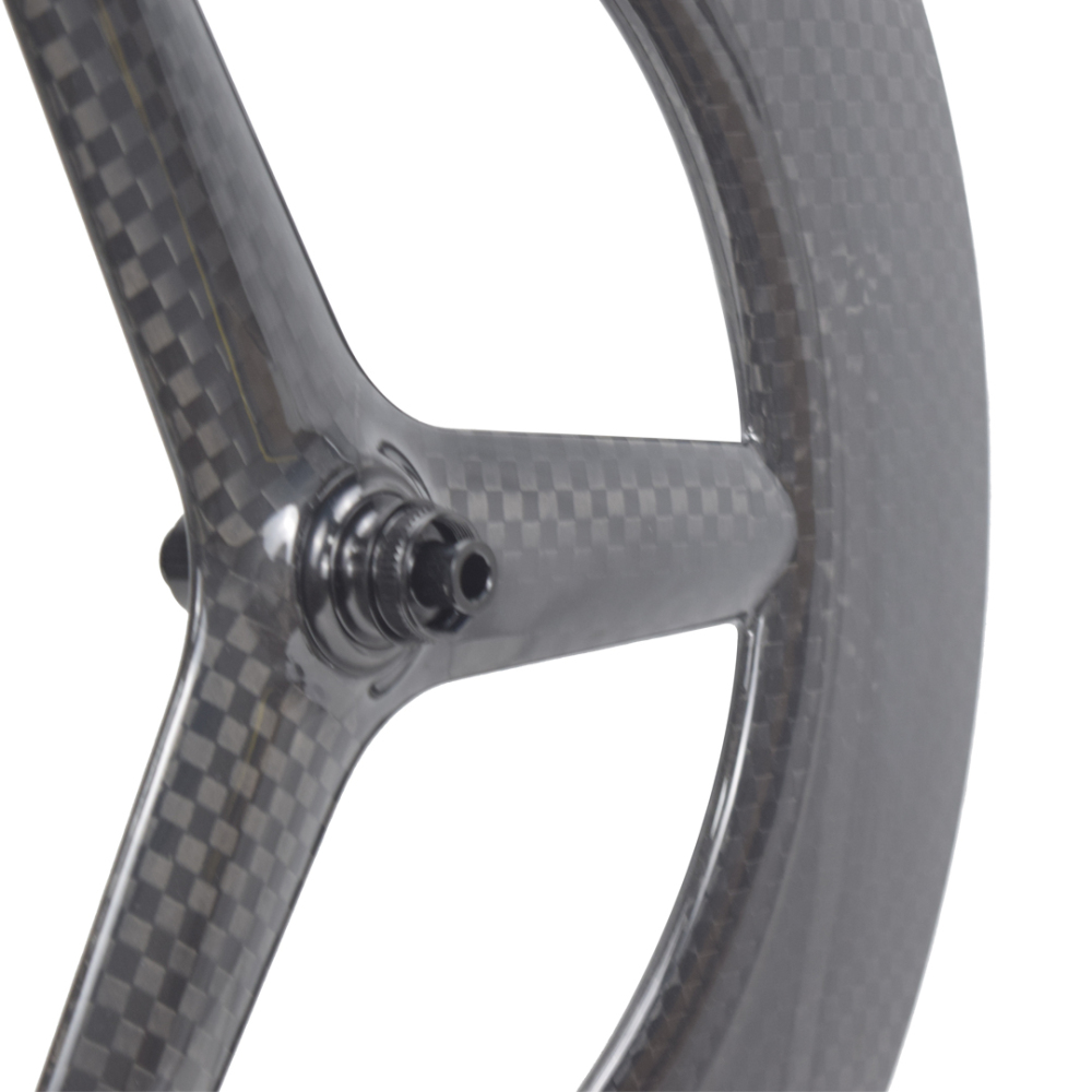 700C 3-Spoke 12K carbon fiber weavecarbon tubeless wheel tri-spoke bike 28mm outer wide 120mm deep with ratchet 36T hub