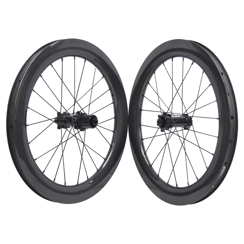 High-performance carbon fiber 406/451 BMX bike wheelset, equipped with 23x50mm clincher/tubeless rims and RD03 center-lock/6-hole hub