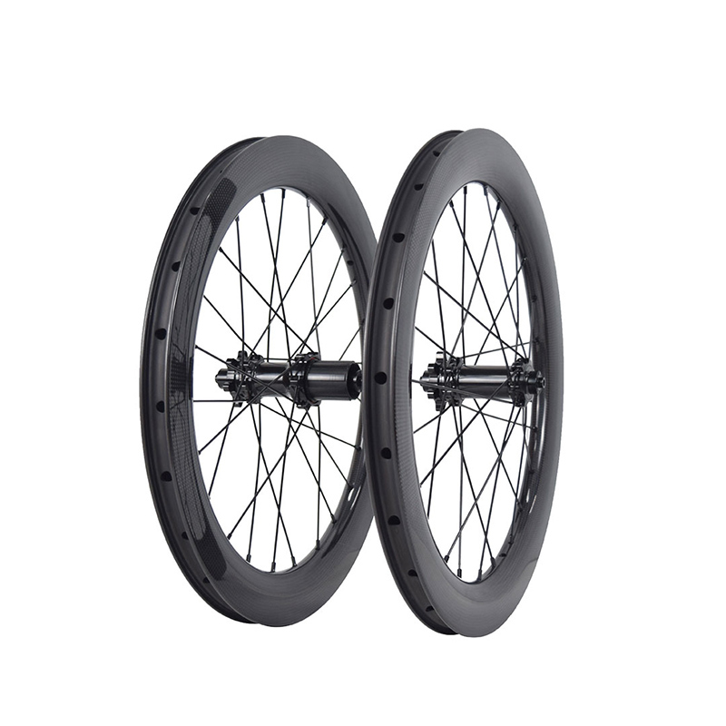 High-performance carbon fiber 406/451 BMX bike wheelset, equipped with 23x50mm clincher/tubeless rims and RD03 center-lock/6-hole hub
