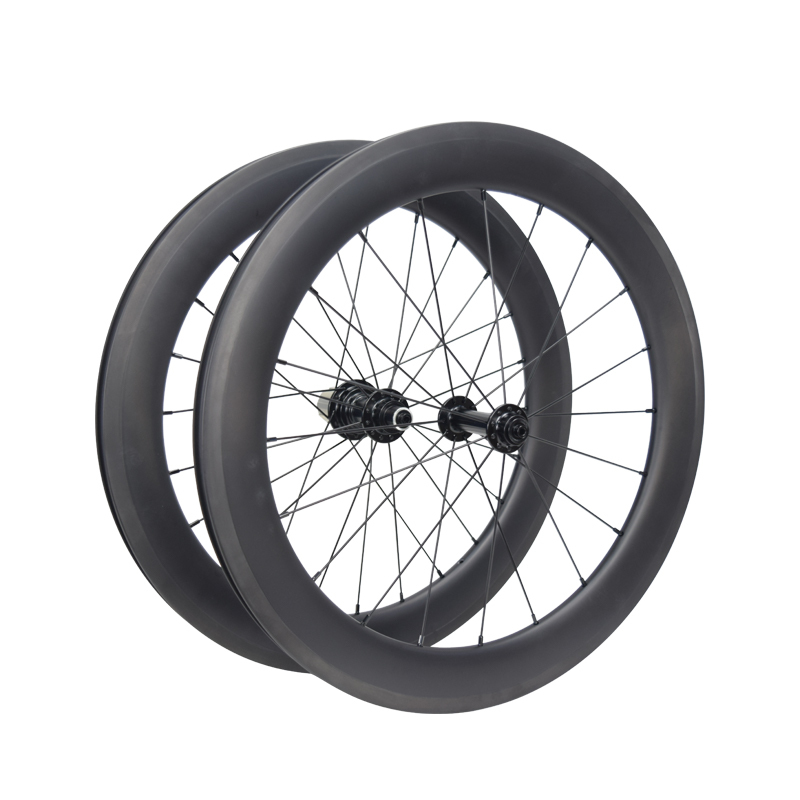 406/451 carbon fiber BMX rim brake bike wheelset equipped with SA-R13 4pawls hub and 23x50mm clincher/tubeless rims
