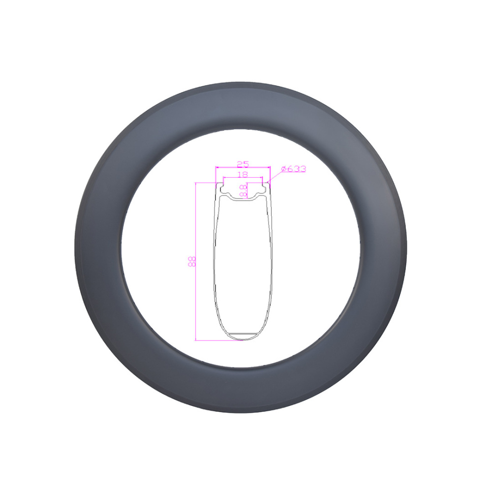 88mm Depth Carbon Fiber Bike Rim – 25mm Wide Tubeless