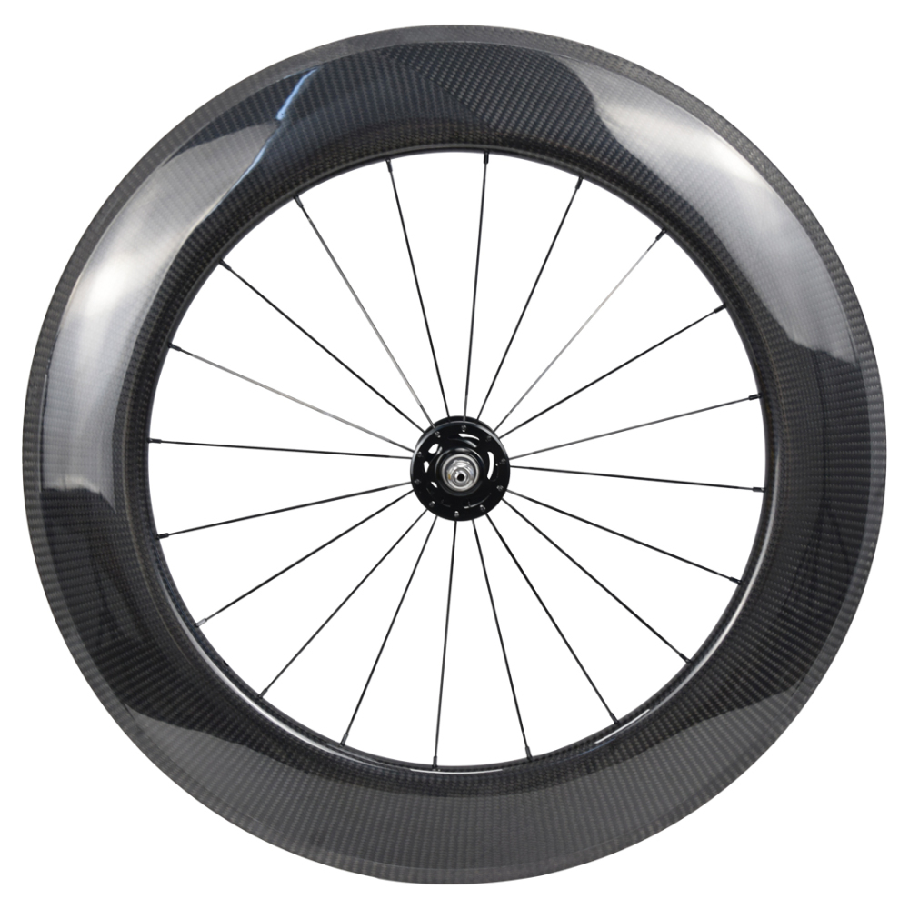 700C 88mm Fixed Gear Carbon Wheelset, 3K Twill Carbon Rims with 9x100/10x120mm 6902 Bearing Hubs, 17T Cog, Aero Spokes for Fixie Track Bike