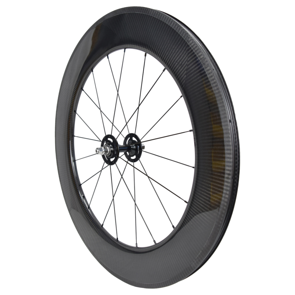 700C 88mm Fixed Gear Carbon Wheelset, 3K Twill Carbon Rims with 9x100/10x120mm 6902 Bearing Hubs, 17T Cog, Aero Spokes for Fixie Track Bike