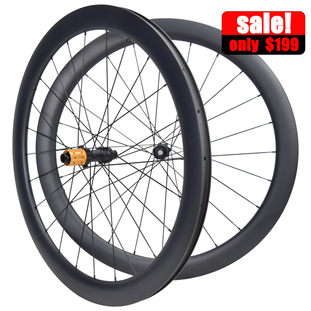700C Carbon Road Bike Wheelset 26/28mm Width 45/50mm Depth UD Matte Tubeless Wheel, 54T Ratchet Center Lock Hub, Quick Release & Thru Axle, HG/XDR Freehub, Aero AS-Blade Spokes for 700C 25-45C Tire