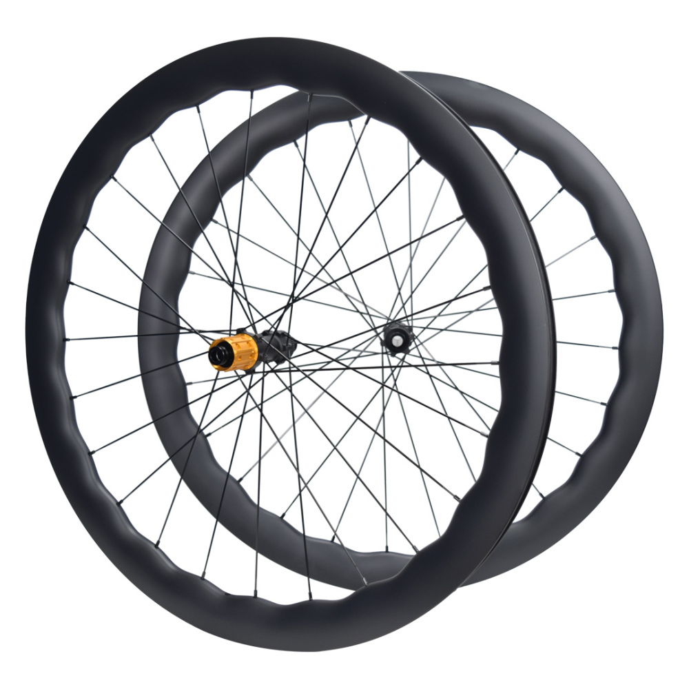 700C Carbon Road Bike Wheelset 26/28mm Width 45/50/45-50mm Depth UD Matte Tubeless Wheel, 54T Ratchet Center Lock Hub, Quick Release & Thru Axle, HG/XDR Freehub, Aero AS-Blade Spokes for 700C 25-45C Tire