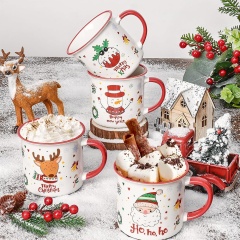 Hot Selling Custom Christmas Deer Snowman Santa Xmas Mugs Red New Year Christmas Cup